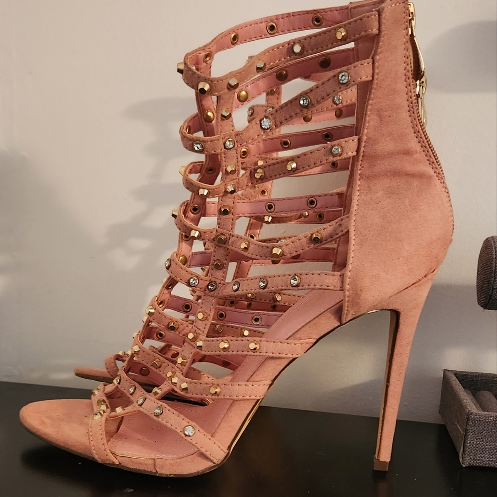 Blush pink gladiator heel size 10